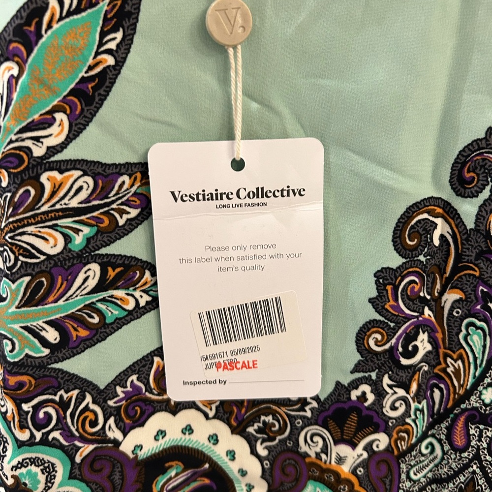 🩵 Etro A-Line Skirt with Paisley Design - Mint and Purple - Picture 4 of 7
